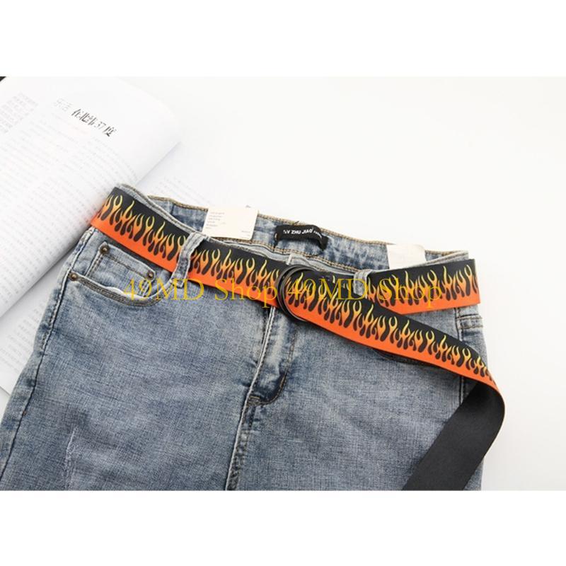 49MD Punk Flame Design Adjustable Unisex Belt For Hip Hop Streetwear Fashion Accessory
