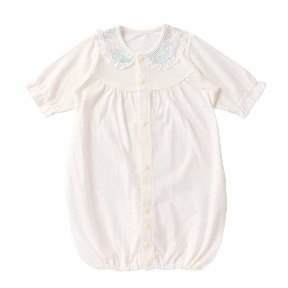 Cream de Coco with Lace Print Collar and Polka Dot Jacquard Jersey Fabric Crotch Cute Newborn Baby Sizes Perfect for Baby Stylish and Two-Way