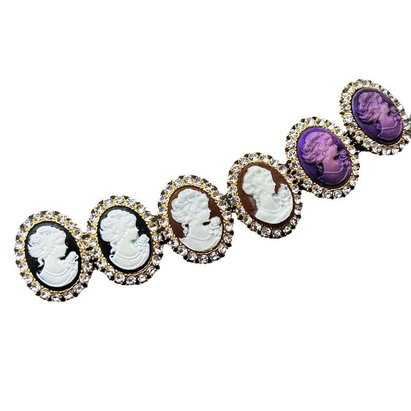 Vintage Western Style Versatile Cameo Oval 925 Silver Needle Earrings