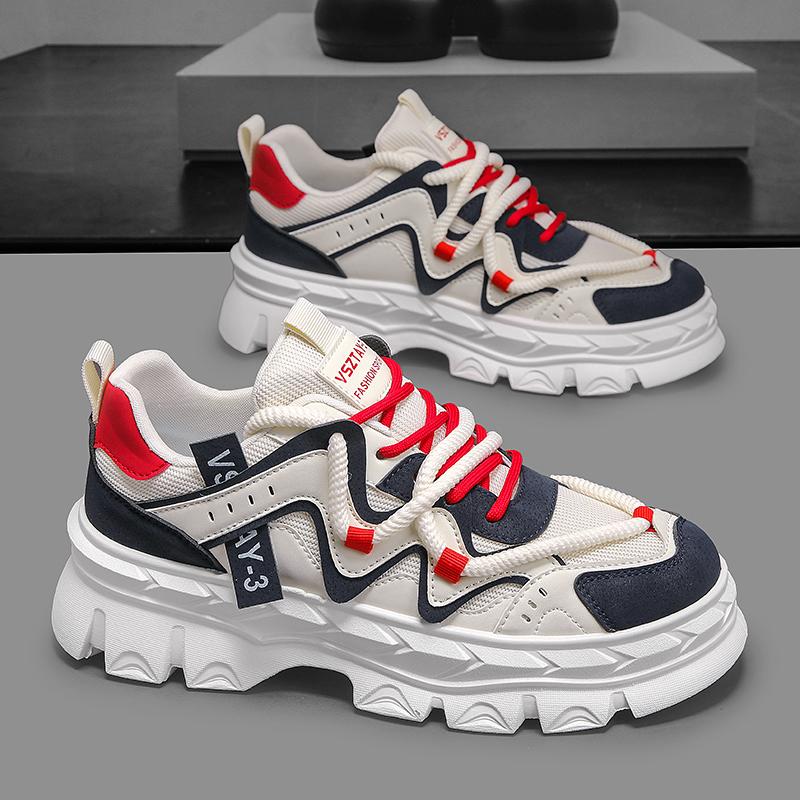 

Men s Shoes Trendy Brand High-end Versatile Casual Student Running Anti Slip Sports Thick Sole Height Increasing White Dad 41 Standard Sports Code