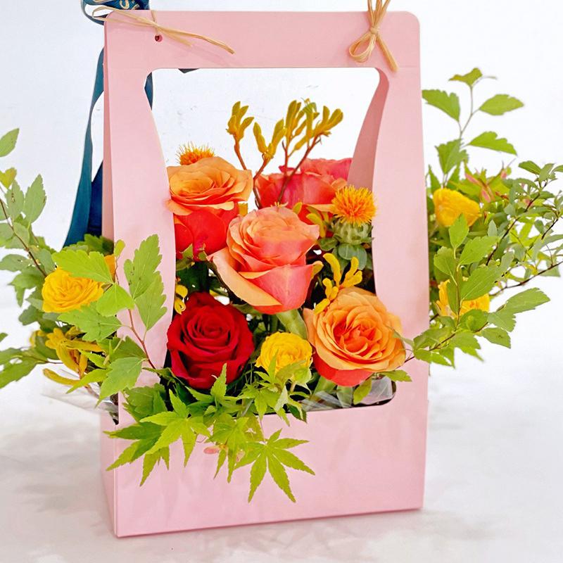 2Pcs Creative Hand-Folded Folded Flower Box Flower Gift Box Romantic Flower Arrangement Box Portable Bouquet Wrapping Box