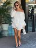 European & American Sweetheart One-Shoulder Layered Skirt - Slimming & Off-the-Shoulder Design