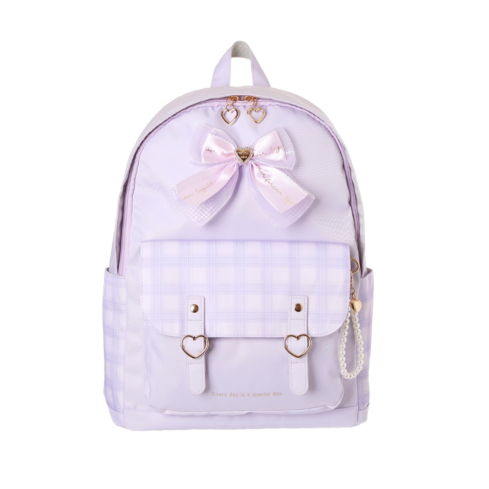 

[Coboca+] C25145 Daypack with Ribbon, 41cm High x 28cm Wide x 14cm Deep, Adjustable Shoulder Strap, 17L Capacity, Polyester Material (Purple)