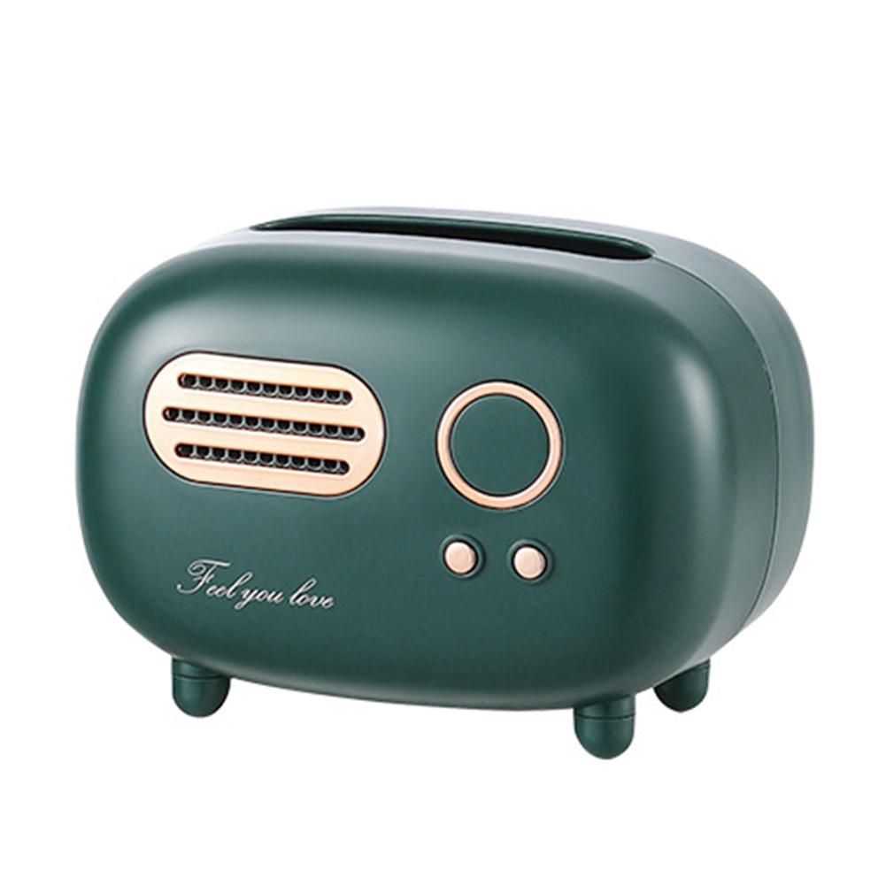 

Radio Model Pumping Paper Case Decoration Props Napkin Dispenser Box Retro Plastic for Apartment Restaurant зелений