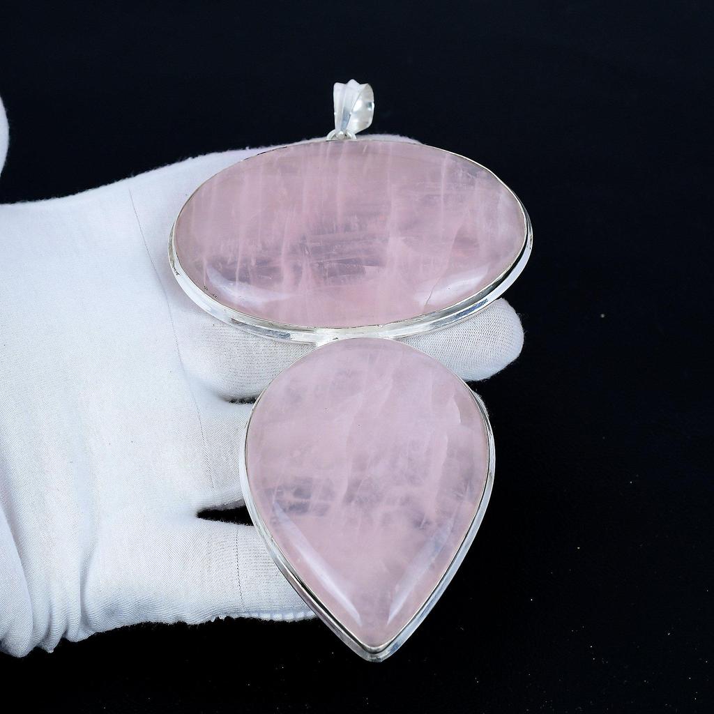 Rose Quartz Pendant, 925 Sterling Silver Handmade Jewelry, Rose Quartz Silver Pendant, Party Wear Jewelry For Women's, Pendant Valentine's Day Gift