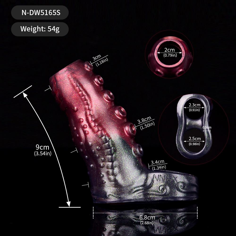 Penis Sleeve with Cock Ring, Male Sex Toys Enhance Male Stamina, Reusable Penis Extender, Stretchy Silicone Ring for Enlargement and Prolongation