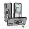For iPhone 16 Phone Case WANLONFENG PC TPU Back Cover Kickstand with Tempered Glass