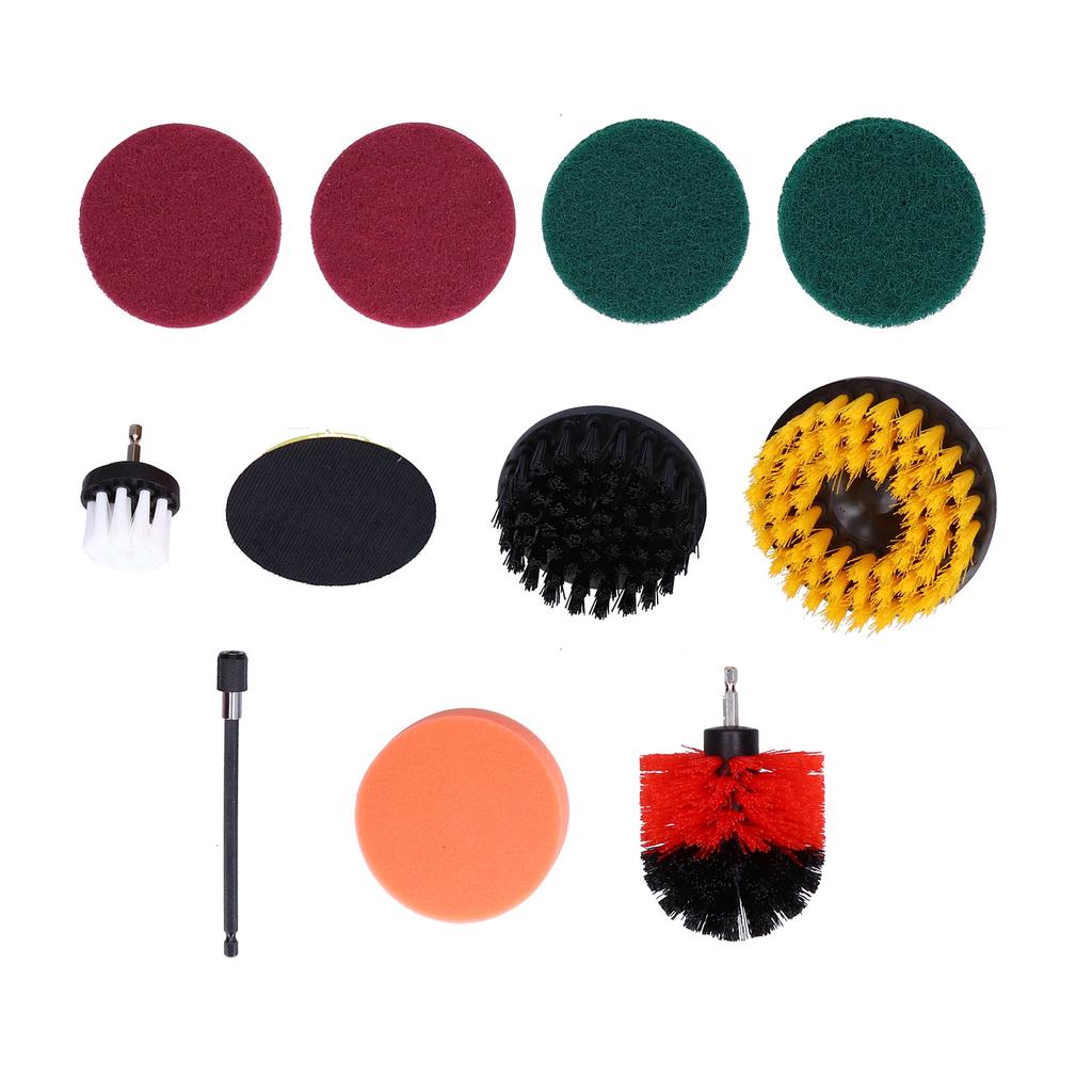 11PCS Drill Brush Attachment Power Scrubber Polishing Pad for Wall Cleaning Ground Dust Removal