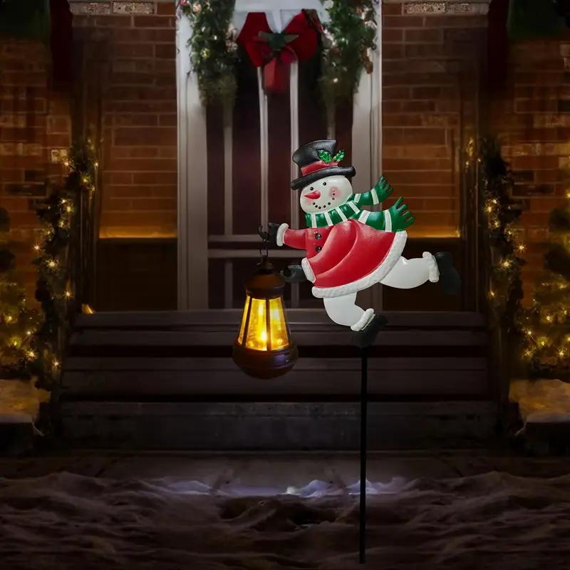 1/2PCS Outdoor Solar Light Christmas Snowman Garden Decoration Warm White/Colorful Solar Palace Lantern for Yard Lawn Xmas Decor