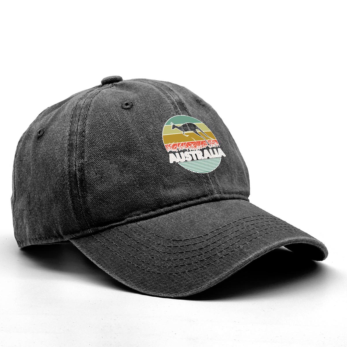 Australian Kangaroo Print Snapback Baseball Hat Breathable Inelastic Adjustable Baseball Cap For Casual Wear One Size Fits All чёрный