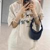 American cotton short-sleeved t-shirt women's summer new loose large size fat mm design sense niche half-sleeved thin top