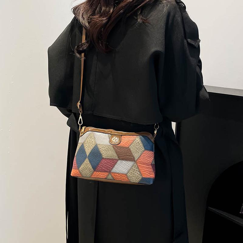 Ethnic Style Shoulder Bag Boho Vintage Splicing Color Shoulder Bag Phone Bags Versatile Commuter Bag Women Gifts