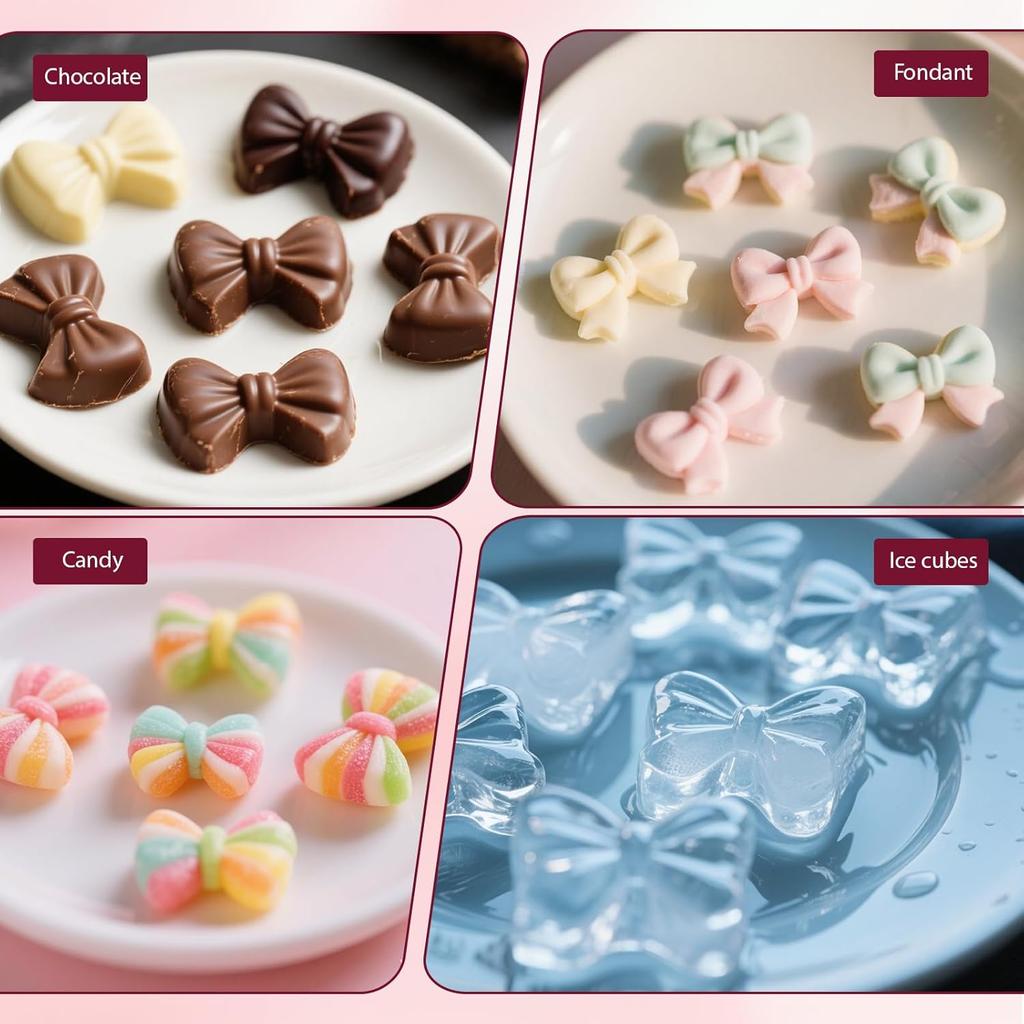 2 Pack Bow Molds for Chocolate with 2 Dropper,Silicone Bow Chocolate Mold,Butterfly Ice Cube Molds,Mini Silicone Mold for Birthday Wedding Party Diy