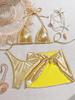 2026 Glossy Strappy Bikini: Sexy Solid Color European & American Three-piece Swimwear