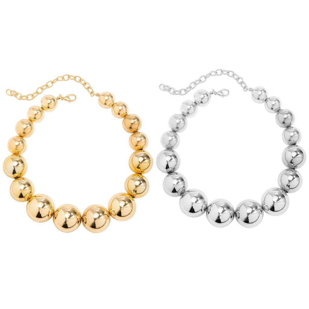 Sexy Big Bead Ball Choker Necklace for Women Fashion Metal Adjustable Short Collar Statement Necklaces Party Jewelry