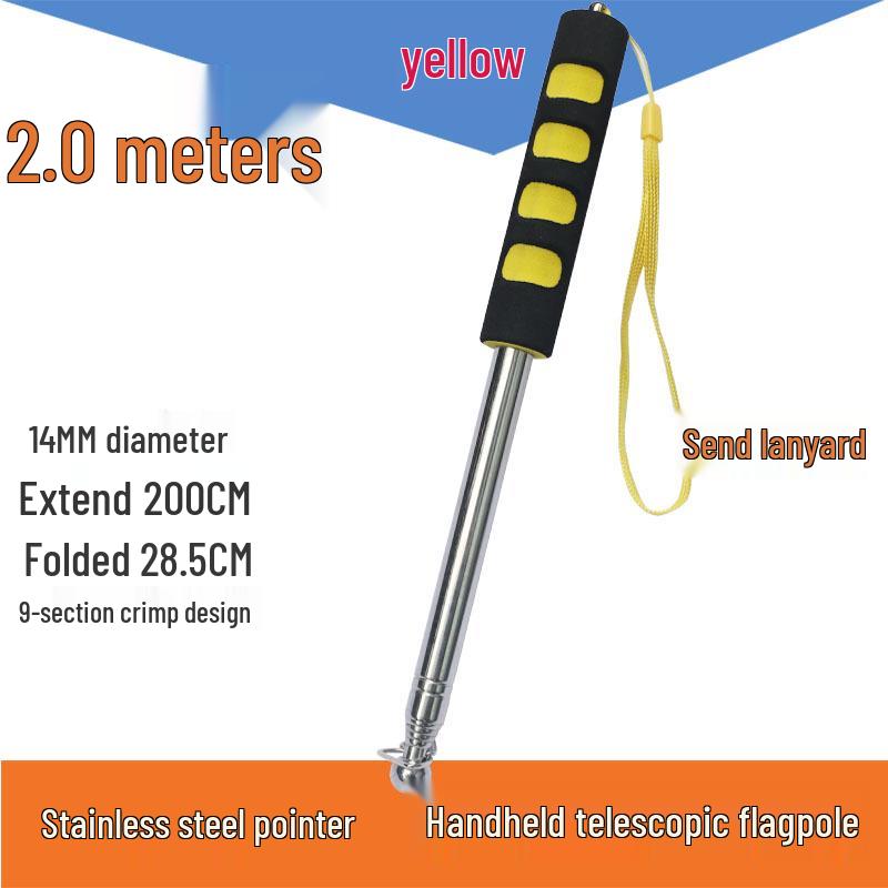 Telescopic Stainless Steel Flagpole - Available In 1.2m, 1.6m, and 2m for Tour Guides