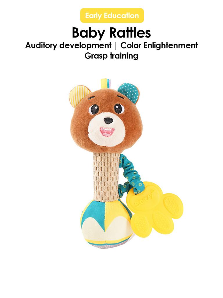 Non-Toxic 1Pcs 0-6 Months Dental Gum Hand Grip Plush Doll Can Bite Practice Grasping Parent Baby Interactive Puzzle Rattle Soothing Toy