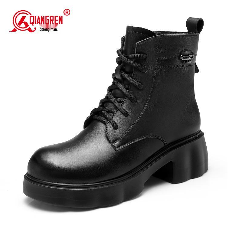 

Women s Winter Wool Martin Boots with Velvet Lining - British Style, Versatile, Thickened Leather 40 чорний