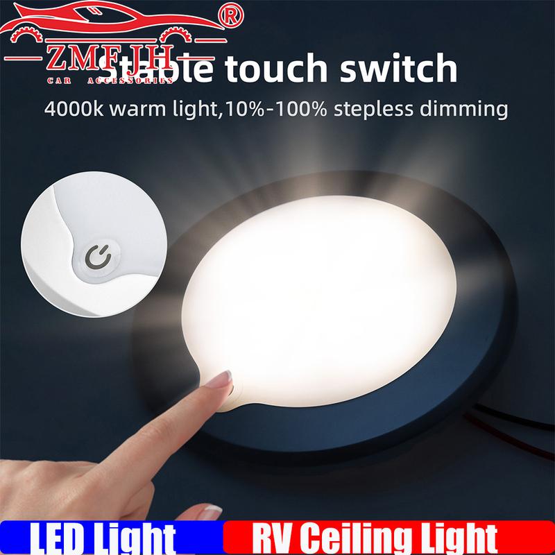 12V Ceiling Light Indoor Dimmable LED Light Ultra-thin 3W RV Ceiled Dome Lamp Adjustable Brightness Switch Boat Yacht Spotlight