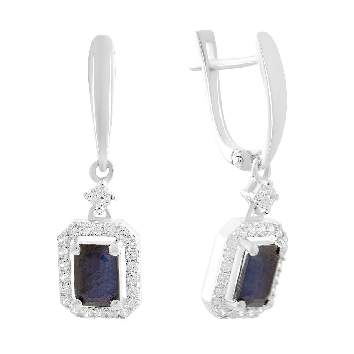 

Silver earrings with natural sapphire 3.628ct, cubic zirconia (2202653)