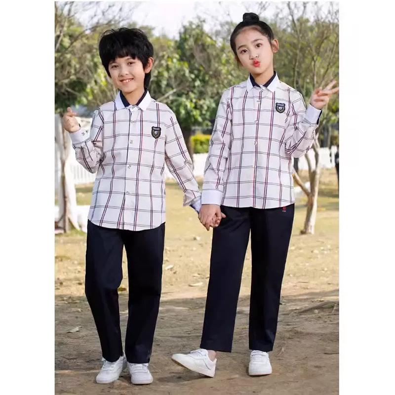 Nanning Primary School Boys  Plaid Autumn Long-Sleeved School Uniform Top 130