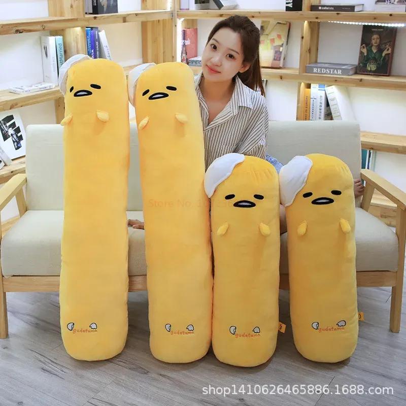 Gudetama Large Plush Toy Kawaii Egg Cartoon Anime Plush Toy Soft Plushie Cylindrical Pillow Girl Sleeping Pillow Christmas Gift