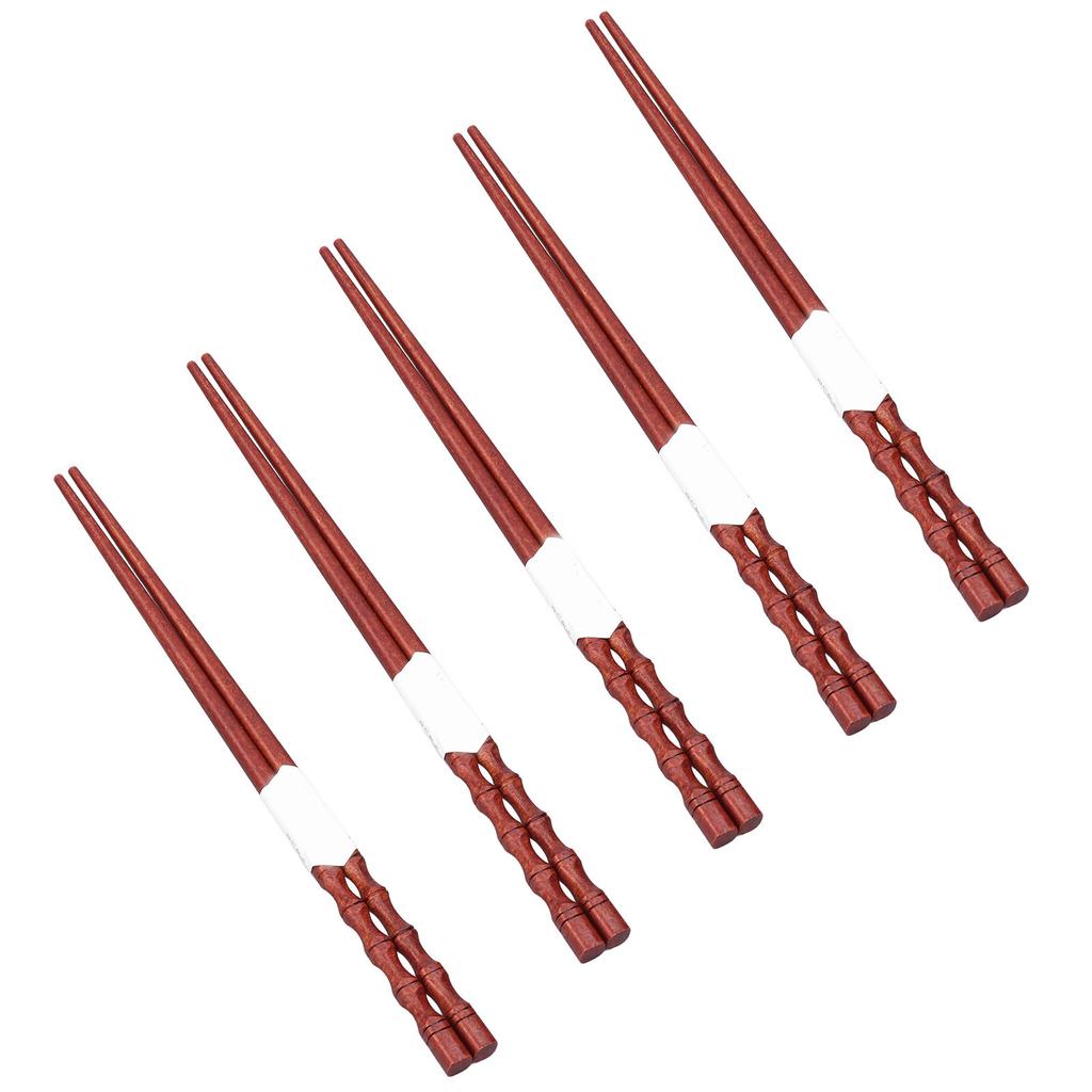 5 Parów Wielorazowych Pałeczek Antypoślizgowa Konstrukcja Naturalne Mahogany Lekkie Wygodne Zmywalne Pałeczki na Przyjęcia Wesela