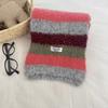 Preppy Style Stripe Scarf Plush Knitted Shawl Simple Plaid Wool Scarf  Girl