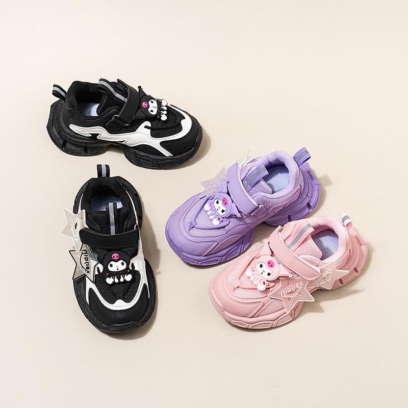 Girls sports shoes cartoon fashion children's casual net shoes 2025 autumn new mesh breathable girl dad shoes
