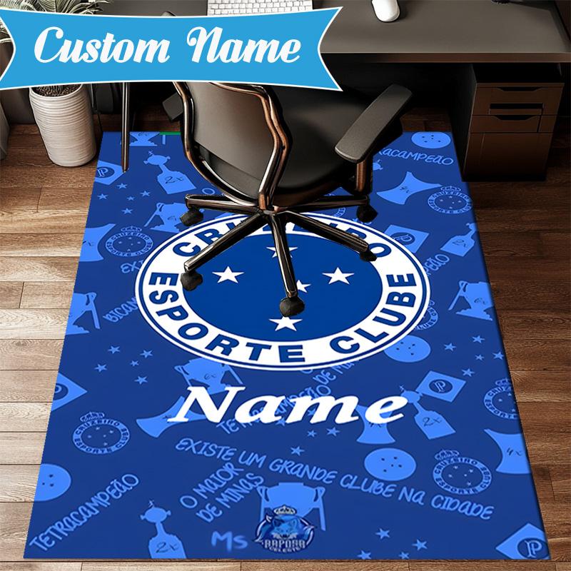 Custom Name Cruzeiro FC Pride Rug Game Carpet, Floor Mat for Bedroom Living Room Entryway Rug, Home Decor Idea Gift for Christmas birthday