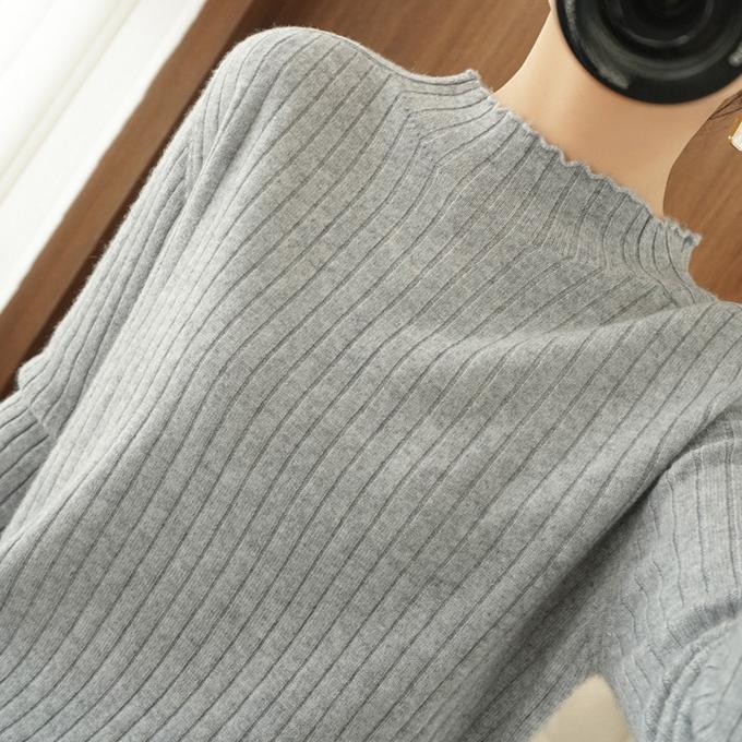 

Lace Collar Semi High Collar Soft Glutinous Base Sweater for Women Autumn Winter Slim Fit Simple Style with Knitted Long Sleeved Sweater Inside one size серый