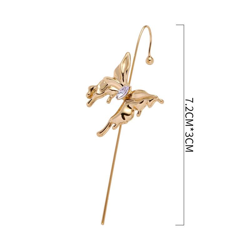 Butterfly earrings female personality European and American light luxury simple niche design cold wind zircon earrings wholesale