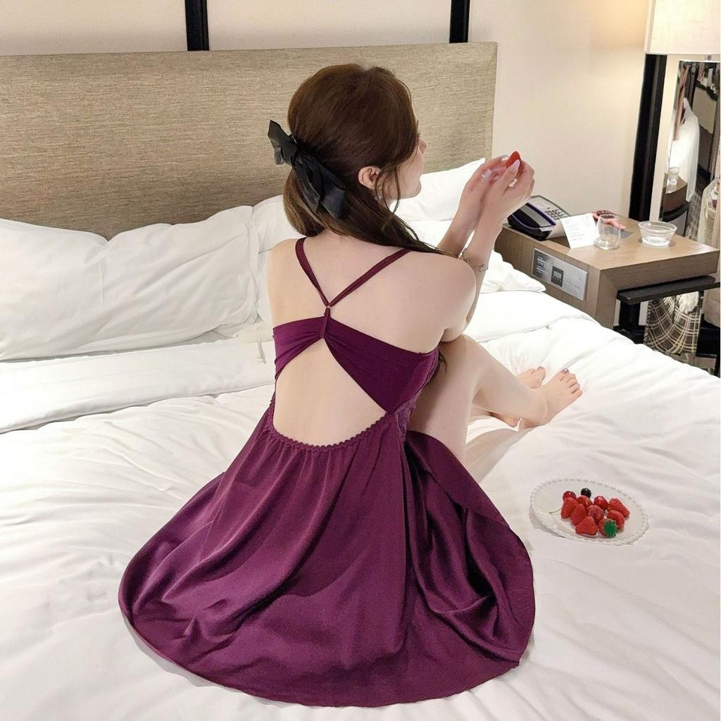 Sexy pajamas women's ice silk new pure desire wind French beauty back summer thin suspender nightdress loungewear