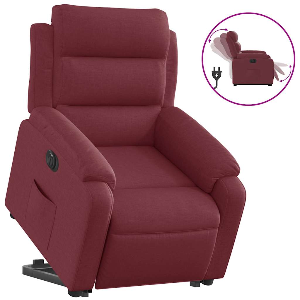 Recliner Chair with Lift Assistance Electric Wine Red Fabric
