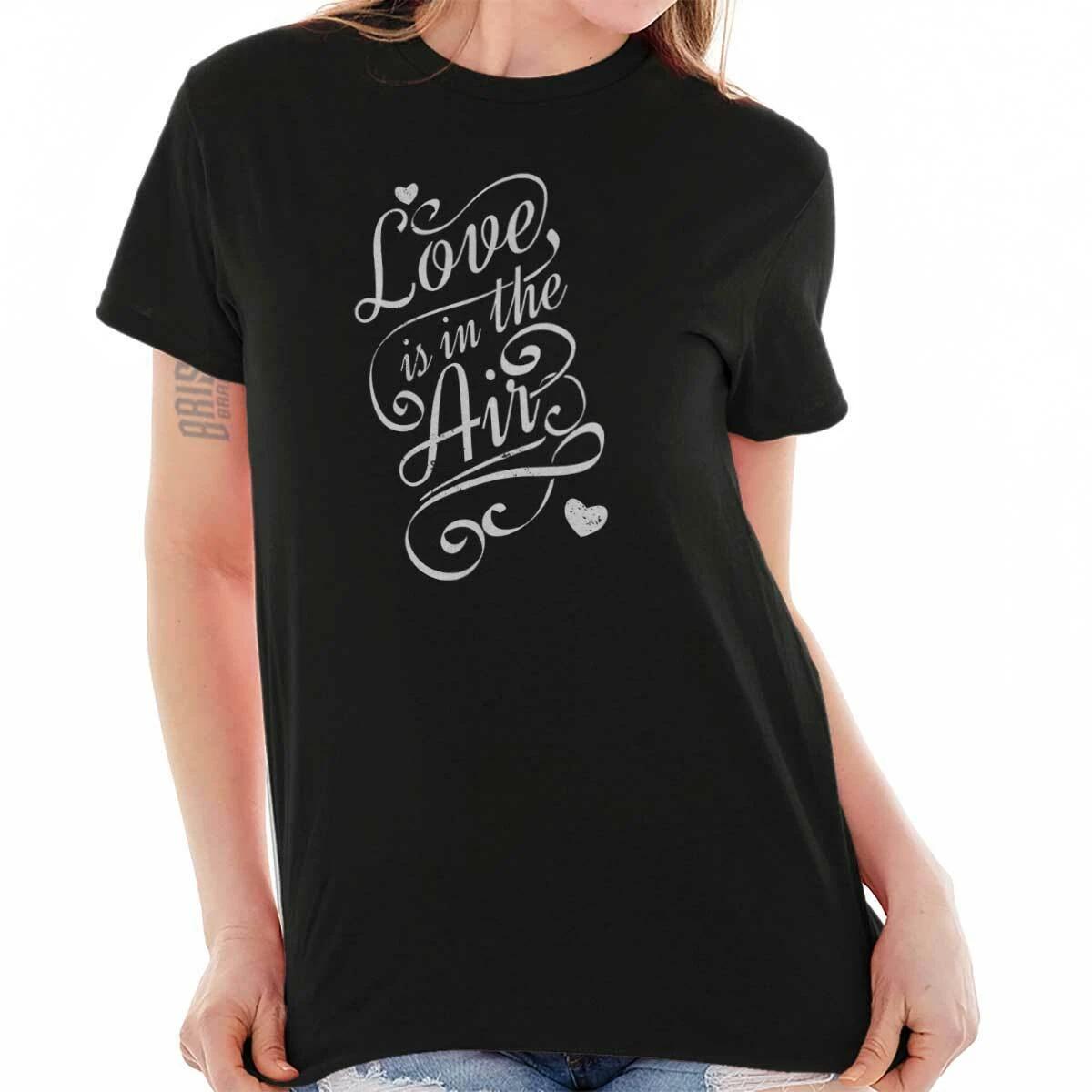 Love Is In The Air Cute Romantic Inspiring Womens Graphic Crewneck T Shirt Tee XL