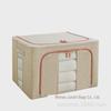 "Foldable Fabric Storage Box with Steel Frame and Water-Resistant Imitation Linen"