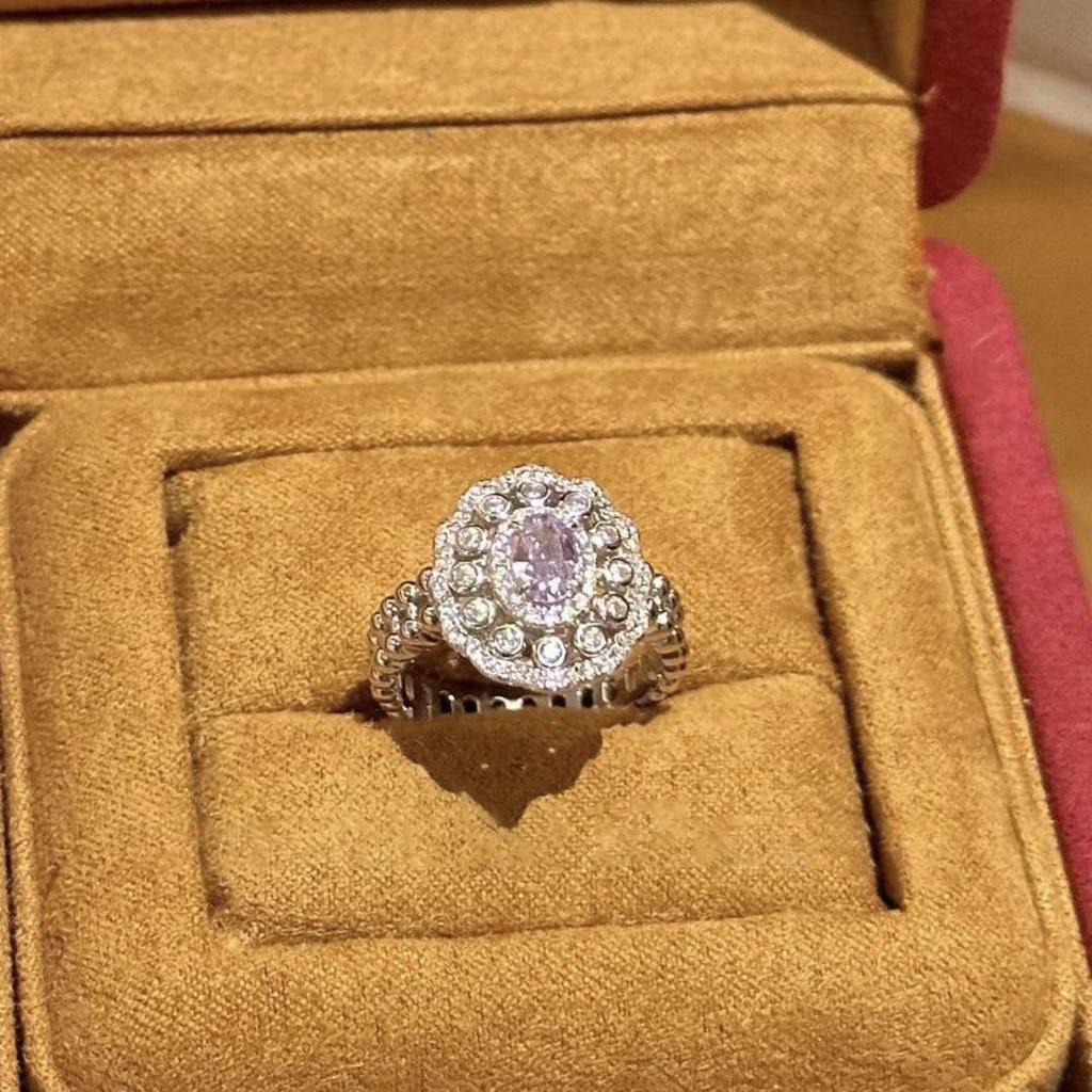 Retro Court Style Purple Diamond Ring Necklace & Earrings Set