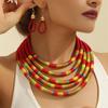 African Jewelry Set for Women Necklace Earrings Multi-layer Woven Choker Bridal Wedding Accessories