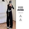 Beige corduroy wide-leg pants women's velvet pants autumn and winter new high-waisted loose thickened casual Harlan radish pants