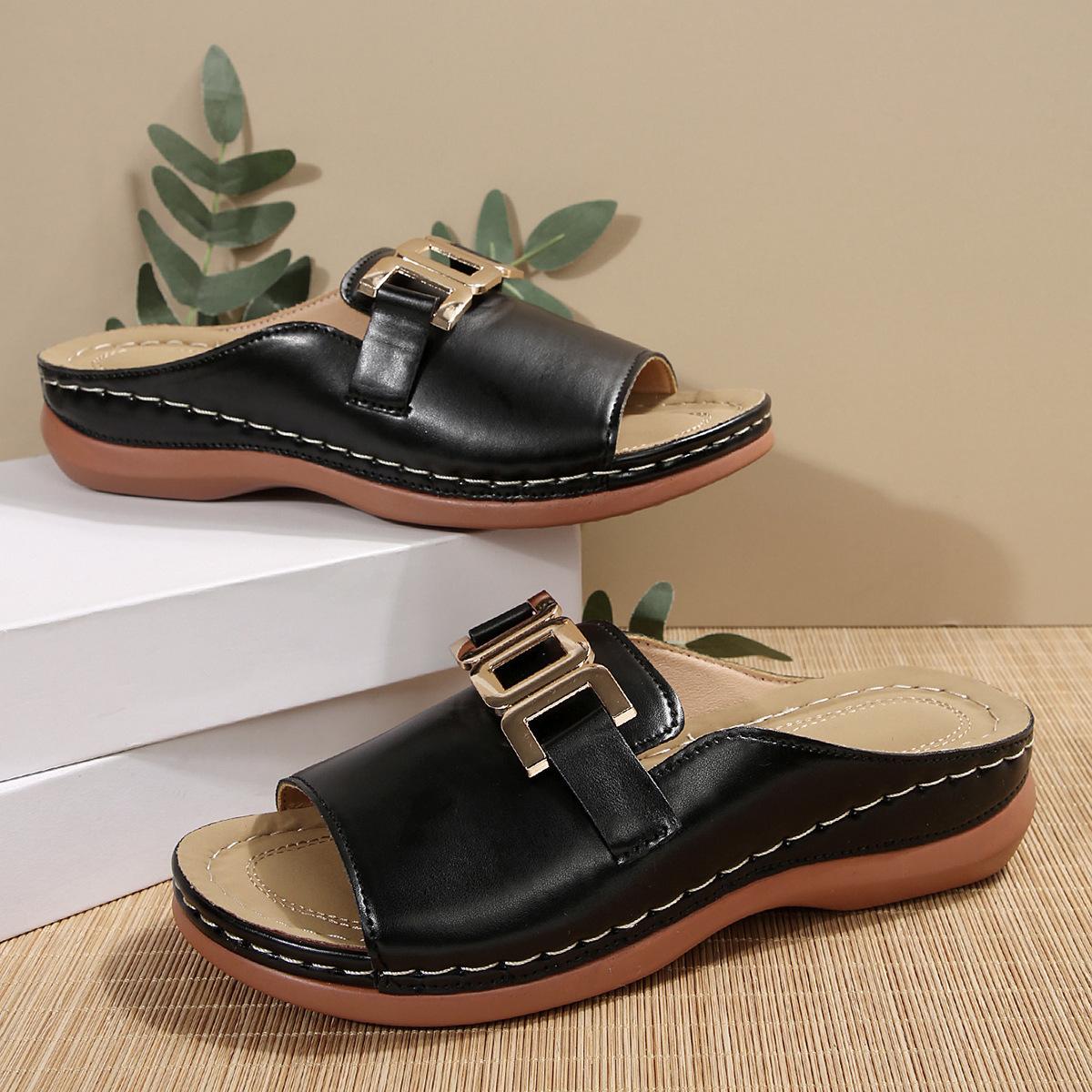 

Summer women s thick-soled slippers thick-soled fish mouth with slippers in stock 36 чёрный