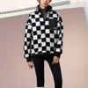 Vans Checkered Stand Collar Zip Fleece Jacket Women Jackets Black White VN000H0RCY4