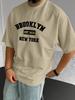 Men's Summer 100% Pure Cotton Fashionable Casual Loose Sports Brooklyn Pattern Printed Round Neck Short Sleeved T-shirt Top