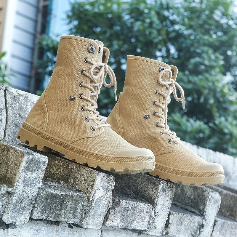 Scarpe da Escursionismo da Esterno per Uomo Sneakers Alte in Tela Stivali Tattici da Combattimento Scarpe da Uomo Sport di Arrampicata Scarpe da Trekking Antiscivolo