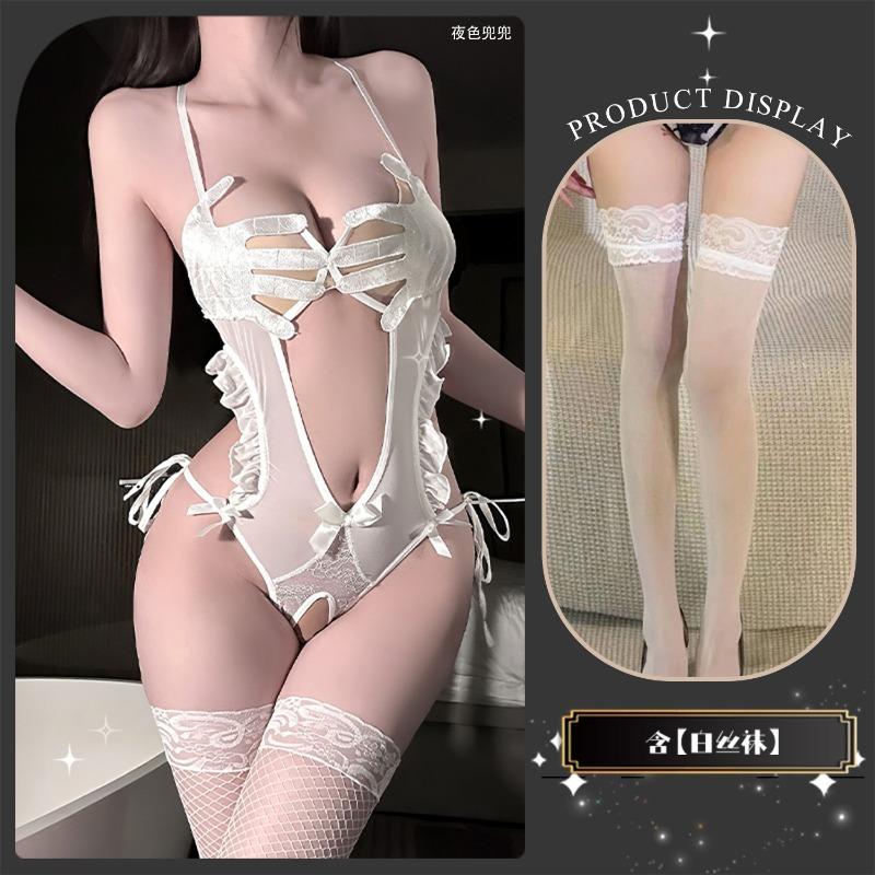 Sexy Underwear Sexy Palm Print Fun Open Crotch Onesie Perspective Hot Temptation Suit Women's Lace Hollowed Out