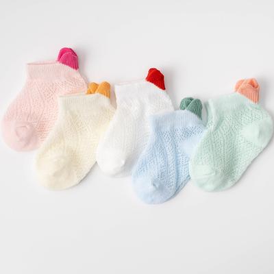 5 Paires/lot 0-2A Chaussettes d'été courtes, fines, mignonnes et adorables pour bébé, Cœur rouge pour filles, Coton maille, Mignon nouveau-né garçon tout-petit, Blanc rose