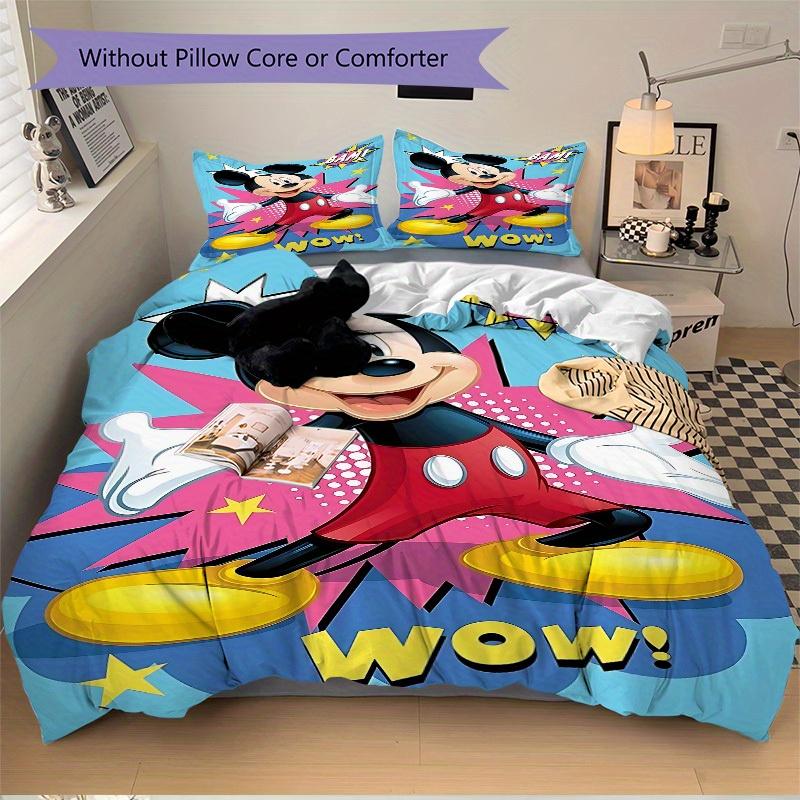 3pcs Mickey Mouse Comic 1 Cover+2 Pillowcases, Pillow Inserts Not Included, Machine Washable, All-Season Use, Teen and Adult Rooms091