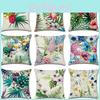 Luxurious 18'' Green Tropical Plant Cotton Linen Pillow Case For Elegant Decor