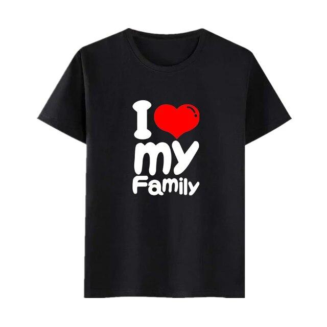 T-shirty damskie Kocham moją rodzinę Zabawne jednakowe stroje rodzinne Bawełna Wygląd rodzinny Ojciec Matka i córka Syn Koszulki dziecięce Body dziecięce