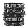 Skull & Infinity Alloy Leather Bracelet Set - 5 Pieces