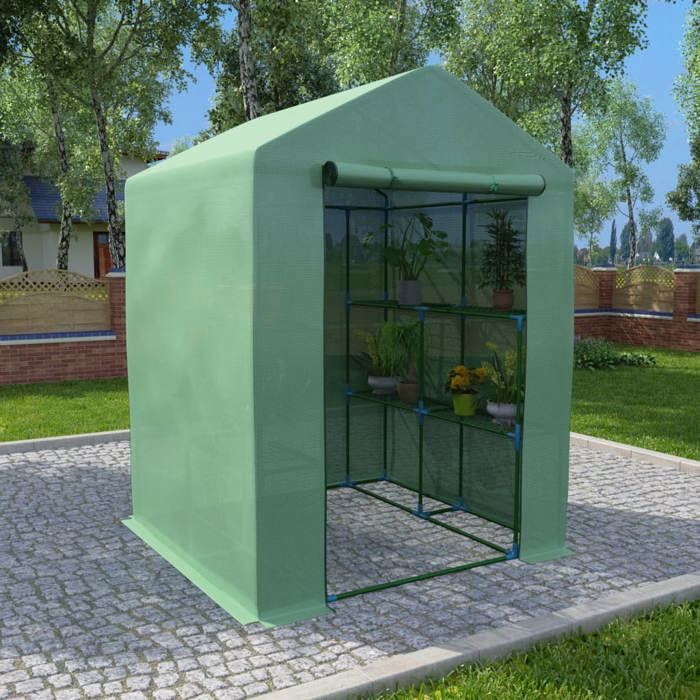 VidaXL Serre avec Etagères Abri Plantes Serre à Fleurs Serre à Plantes Légumes Jardin Résistant à la Rouille Extérieur Acier 48167